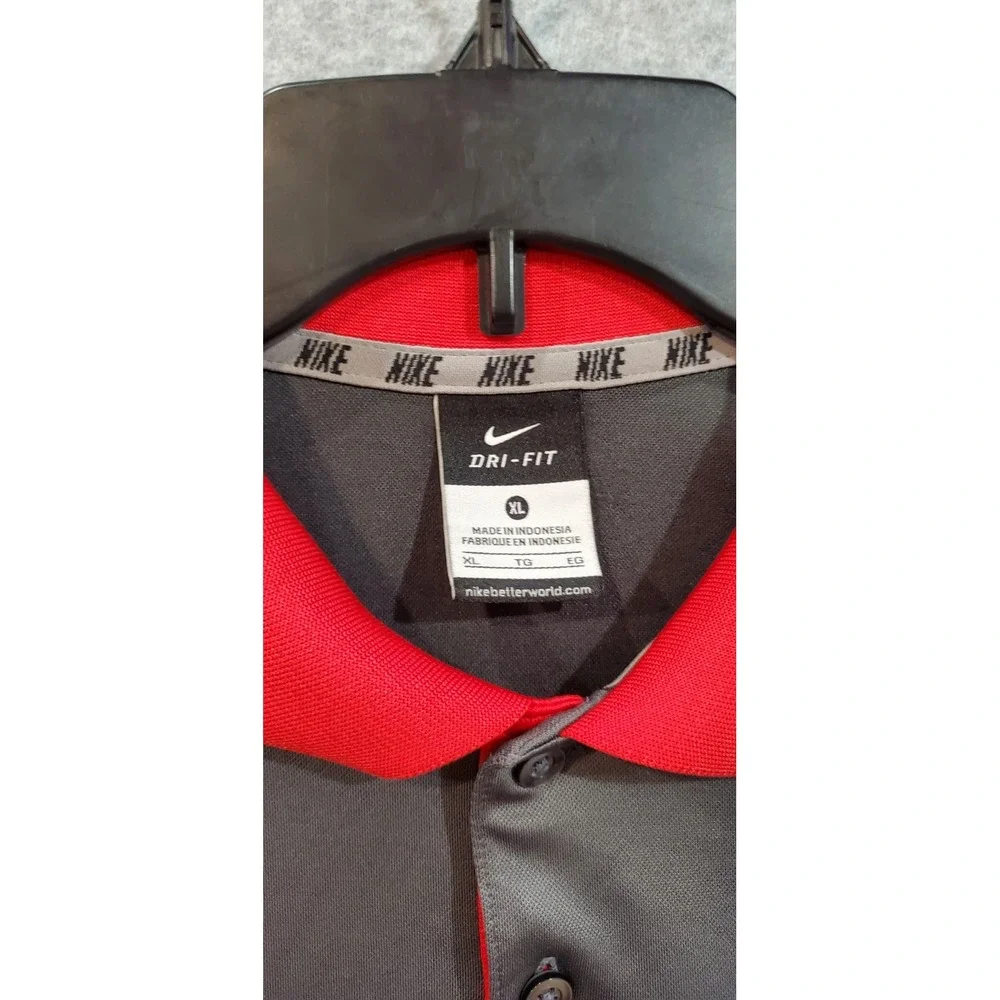 Ole Miss Rebels Polo Mens XL Nike Dri Fit‎ Grey Performance Pique Knit Golf